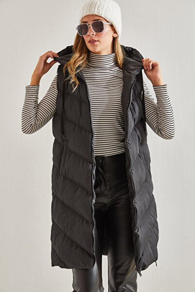 Bianco Lucci Dámská dlouhá vesta s bočními zipy