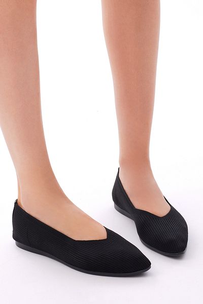 Tonny Black Balerini de damă, negri, confortabili, tricotati