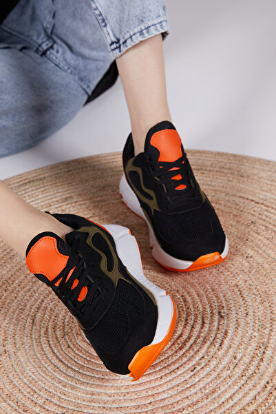 Tonny Black Uniszex fekete narancssárga sportcipő V2901