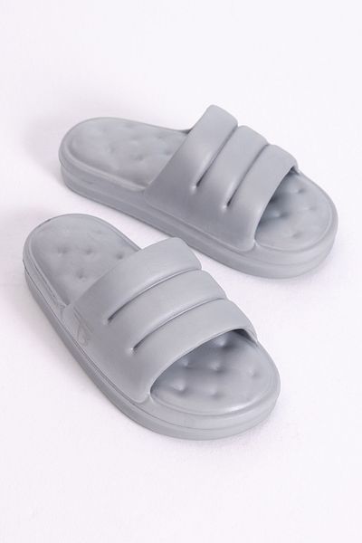 Tonny Black Women's Gray Comfortable Sliced Model Open Front Eva Slippers