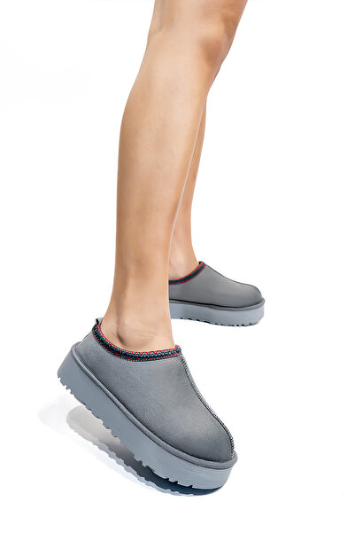 Bartrobel Women's Gray Ankle Boots with Thick Sole and Furry New Ugg Tazz Mod...