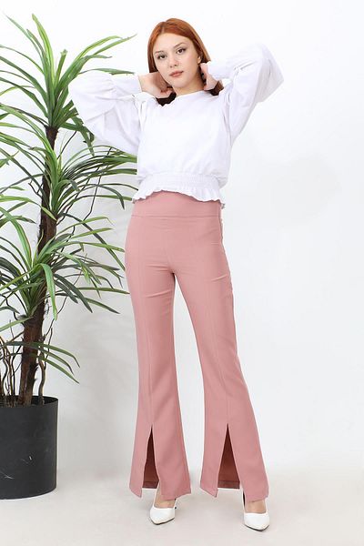 Modamihram Slit Flare Leg Trousers Dusty Rose 6089