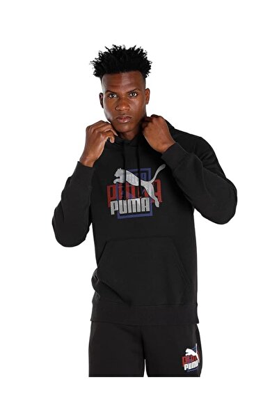Puma Pamuklu Kapüşonlu Yaka Erkek Tişört (53818201_Siyah)