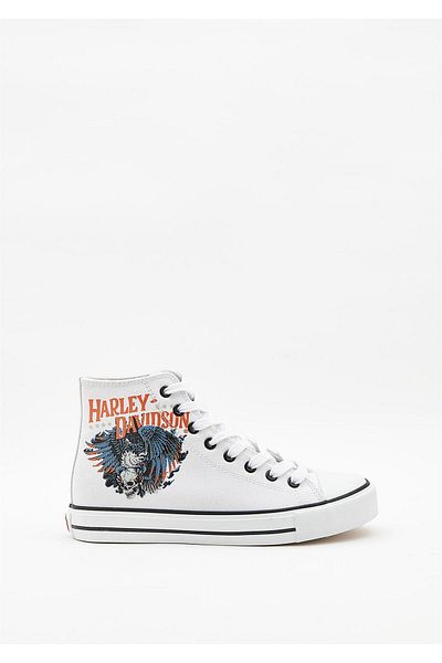 Harley Davidson B22c083a حذاء رياضي نسائي من الكتان الأبيض