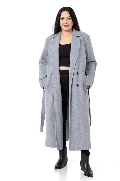 DISENTIS MODEST Large Size Slit Long Lined Gray Stamp Coat