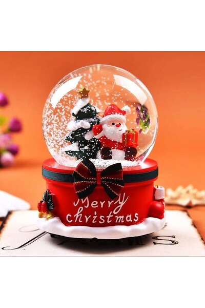 Deco Elit Mega Boy Noel Baba Yılbaşı Tasarımlı 15 cm Otomatik Kar Püskürtmeli Işıklı Müzikli Kar Küresi
