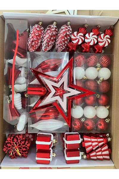 ritz OLEEP 100Pcs Christmas Ornaments for Christmas Tree Decoration - Red White