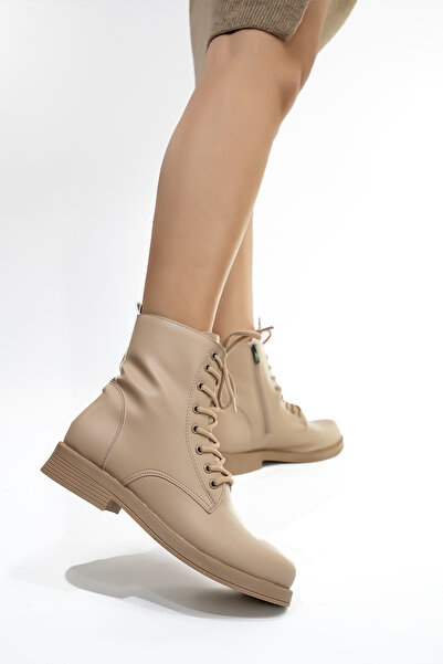 Shupe Γυναικείες μπότες με κορδόνια με γυμνό δέρμα