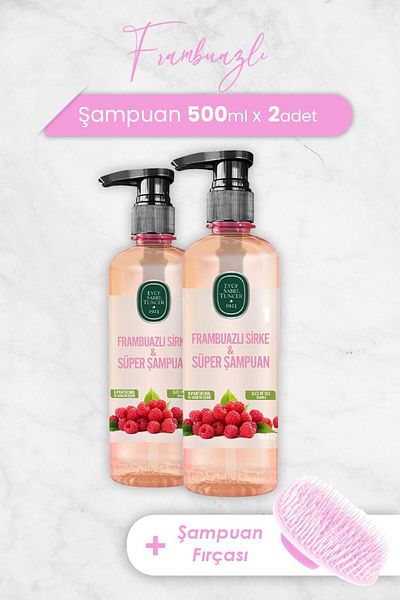 Eyüp Sabri Tuncer 500 ml Raspberry Shampoo - X 2 Pieces and Shampoo Brush