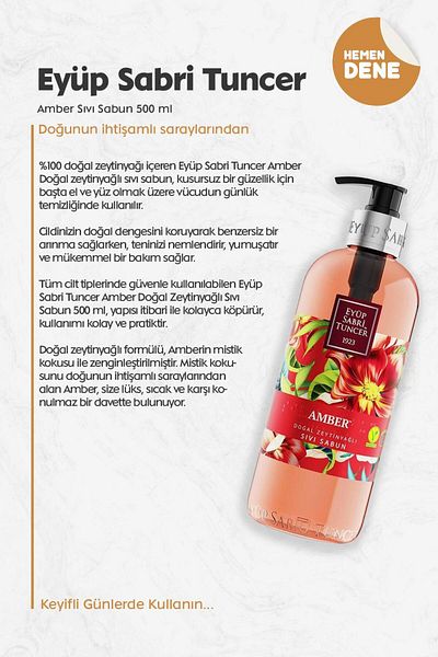 Eyüp Sabri Tuncer Amber Liquid Soap 500 ml