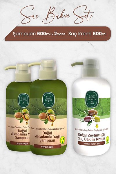 Eyüp Sabri Tuncer Macadamia Oil Shampoo and Conditioner - 600 ml x 2 Pieces