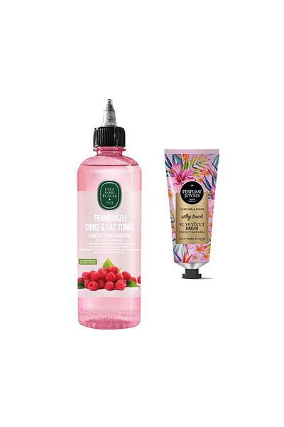 Eyüp Sabri Tuncer Raspberry Vinegar & Hair Tonic 500 Ml and Pj Hand and Body Cream Silky Touch 50 Ml