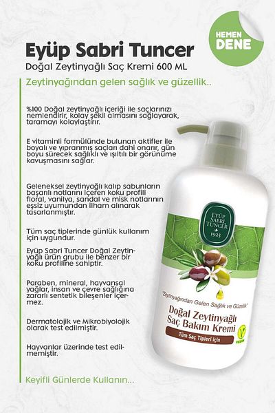 Eyüp Sabri Tuncer Natural Olive Oil Conditioner 600 ml Pet Bottle