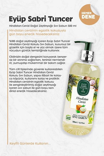 Eyüp Sabri Tuncer Coconut Natural Olive Oil Liquid Soap 500 ml