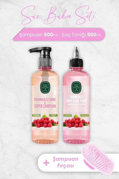 Eyüp Sabri Tuncer Raspberry Shampoo and Hair Tonic Set - Including Shampoo Brush
