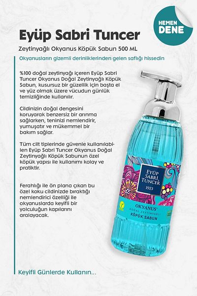 Eyüp Sabri Tuncer Ocean Foam Soap with Olive Oil 500 ml
