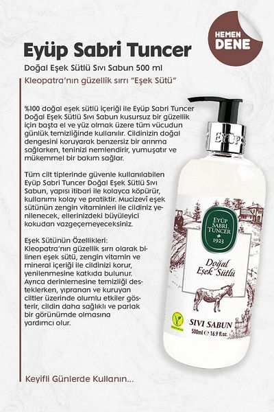 Eyüp Sabri Tuncer Natural Donkey Milk Liquid Soap 500 ml