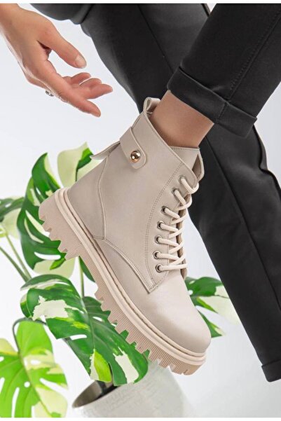 maxmoda Yeni Sezon Kadın Hafif Rahat Kaymaz Taban Krem Rengi Postal