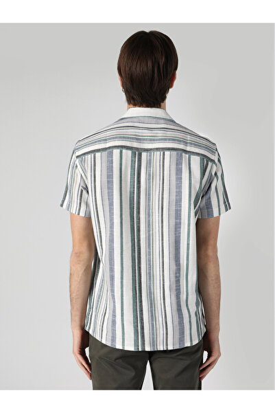 Colin's Регулярний крій, смугаста зелена чоловіча сорочка з короткими рукавами