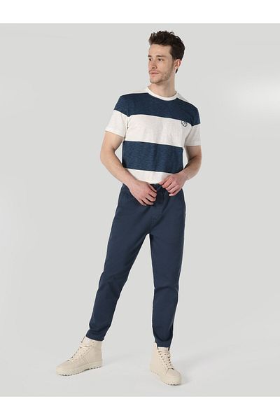 Colin's Pantaloni drepti pentru bărbați, albastru bleumarin, cu talie medie