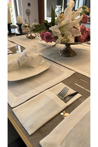 Decamor home Set de 6 suporturi alb cu sclipici din sidef