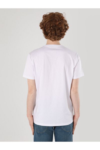 Colin's Tricou cu mânecă scurtă cu imprimeu alb cu gât crew pentru bărbați - Regular Fit