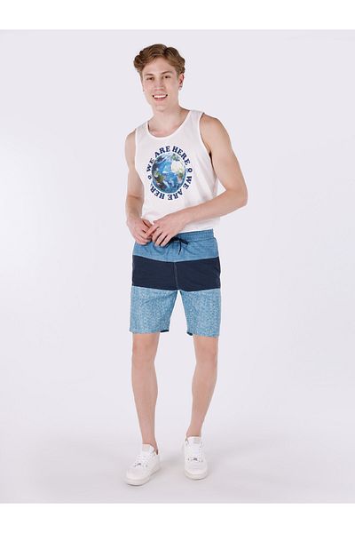 Colin's Сини мъжки бански шорти Slim Fit - с щампа и средна талия