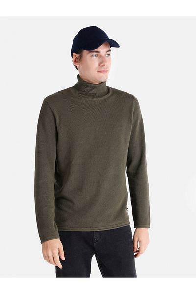 Colin's Regular Fit Turtle Neck Green Men's Sweater