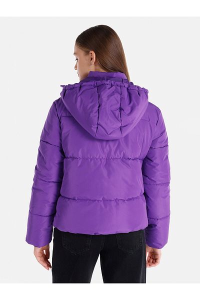 Colin's Purple Inflatable Hooded Regular Fit Women's Coat
