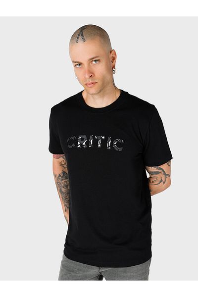 Colin's Tricou negru cu mânecă scurtă pentru bărbați, cu decolteu rotund, cu imprimeu regular