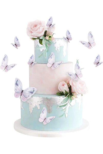 hediyehobihersey Hazır Kesilmiş Kelebekler Şekerli Kağıda Baskı Yenilebilir K...