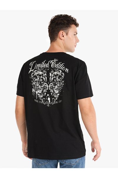 Colin's Black Regular Fit Crew Neck Men's Short Sleeve T-Shirt - Printed