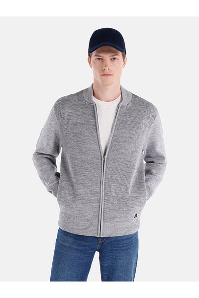 Colin's Gray Men's Cardigan - Regular Fit, Zippered