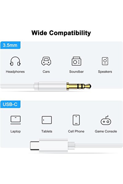 Deppo Trend iPhone 15 Pro Plus 16 Pro Max 17 Air Compatible Aux Type-C Aux Compatible Plug and Play No Bluetooth Required