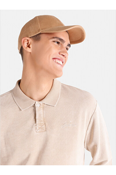 Colin's Ανδρικό μακρυμάνικο μπλουζάκι με λαιμόκοψη σε μπεζ χρώμα