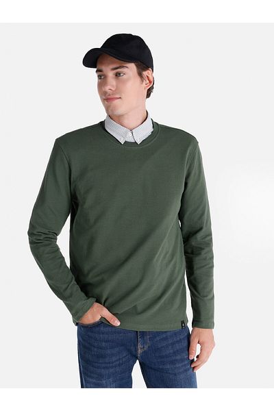 Colin's Green Men's Long Sleeve T-Shirt - Crew Neck, Regular Fit