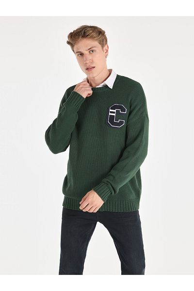 Colin's Pulover pentru bărbați, verde, cu croiala obișnuită, cu imprimeu