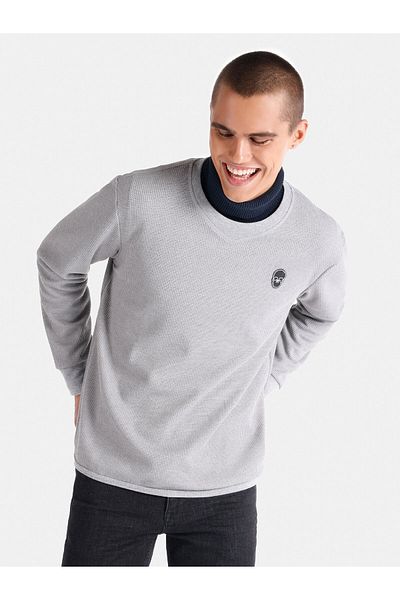 Colin's Regular Fit Crew Neck Printed Gray Men's Long Sleeve T-Shirt