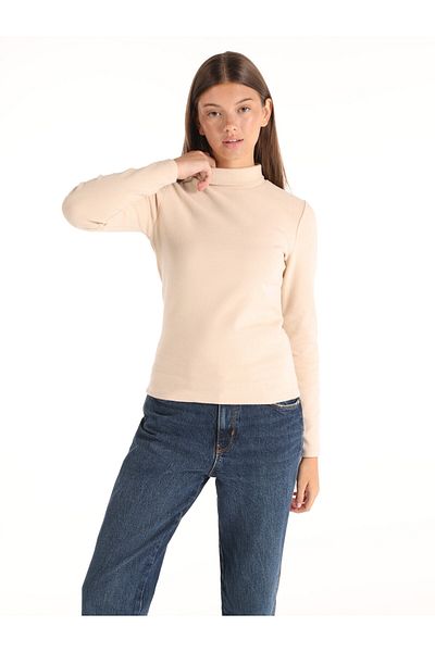 Colin's Tricou cu mânecă lungă pentru femei, bej, slim fit