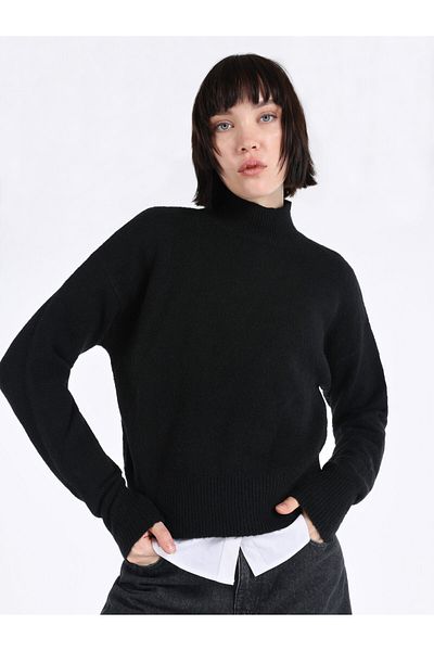Colin's Pulover de damă negru cu gât roscat - Regular Fit