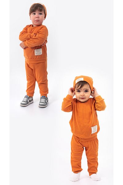 Bubito Unisex Hat Crest Λεπτομερής βάφλα 3 τεμαχίων κάτω επάνω σετ-κανέλα