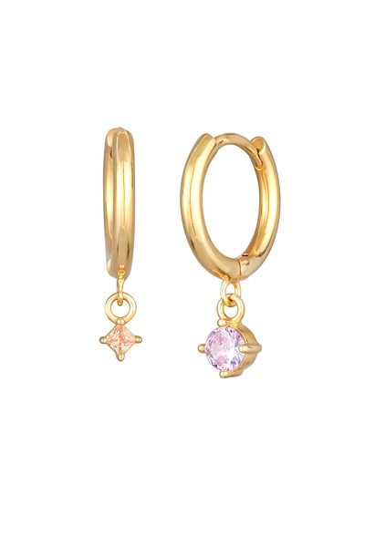 ELLI Ohrringe Creolen Damen Kristalle Anhänger Farbe Gold