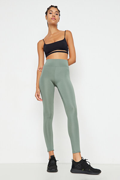 Trendyol Collection Khaki Push-Up kiemelt, teljes hosszúságú kötött sportleggings TWOAW21TA0030