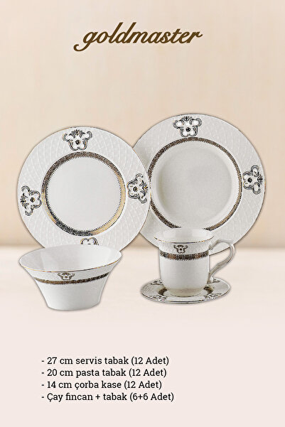 GOLDMASTER Favory 85 Parça 12 Kişilik Excellent Bone China Yemek Takımı Ytb8505