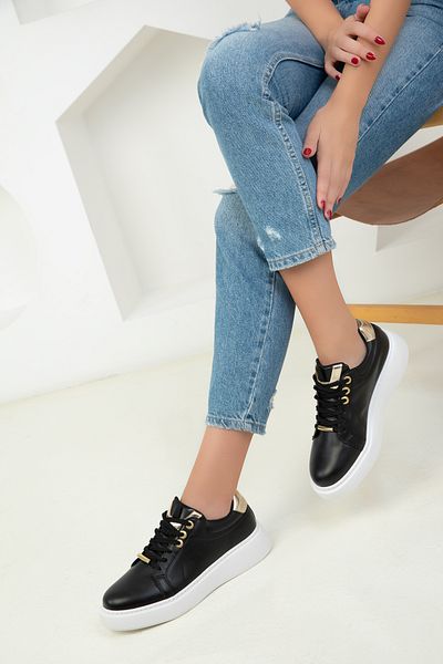 SOHO Black-Gold Women's Sneakers 18532