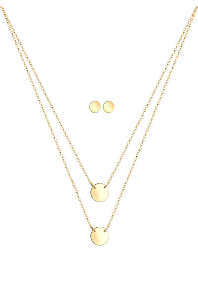 ELLI Schmuckset Layer Kette Kreis Stecker Geo 925 Sterling Silber