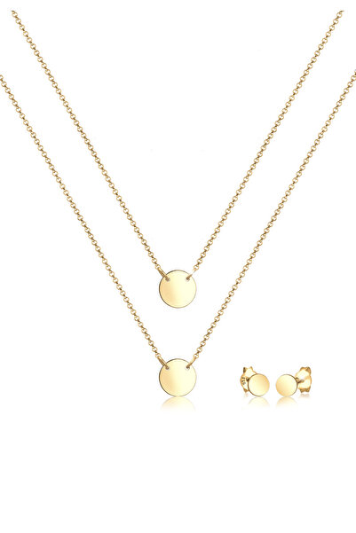 ELLI Schmuckset Layer Kette Kreis Stecker Geo 925 Sterling Silber