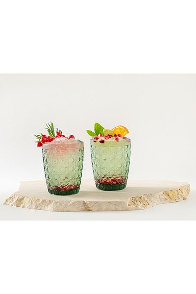English Home Agnes Glass 2-Piece Soft Drink Glass 290 Ml Dark Green