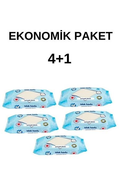 Migros Economic Pack of 5 - Wet Towels, Honeycomb Texture Soft Skin, Alcohol Free and Paraben Free