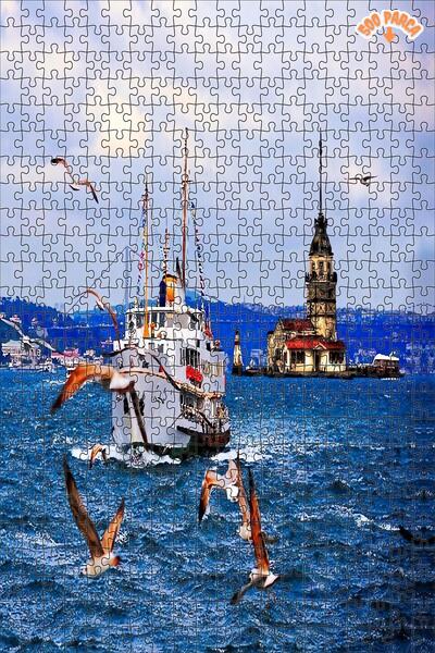 Teona Ahşap Istanbul su Dekoratif Çift Katlı Çerçeveli Asılabilir Ahşap Puzzl...